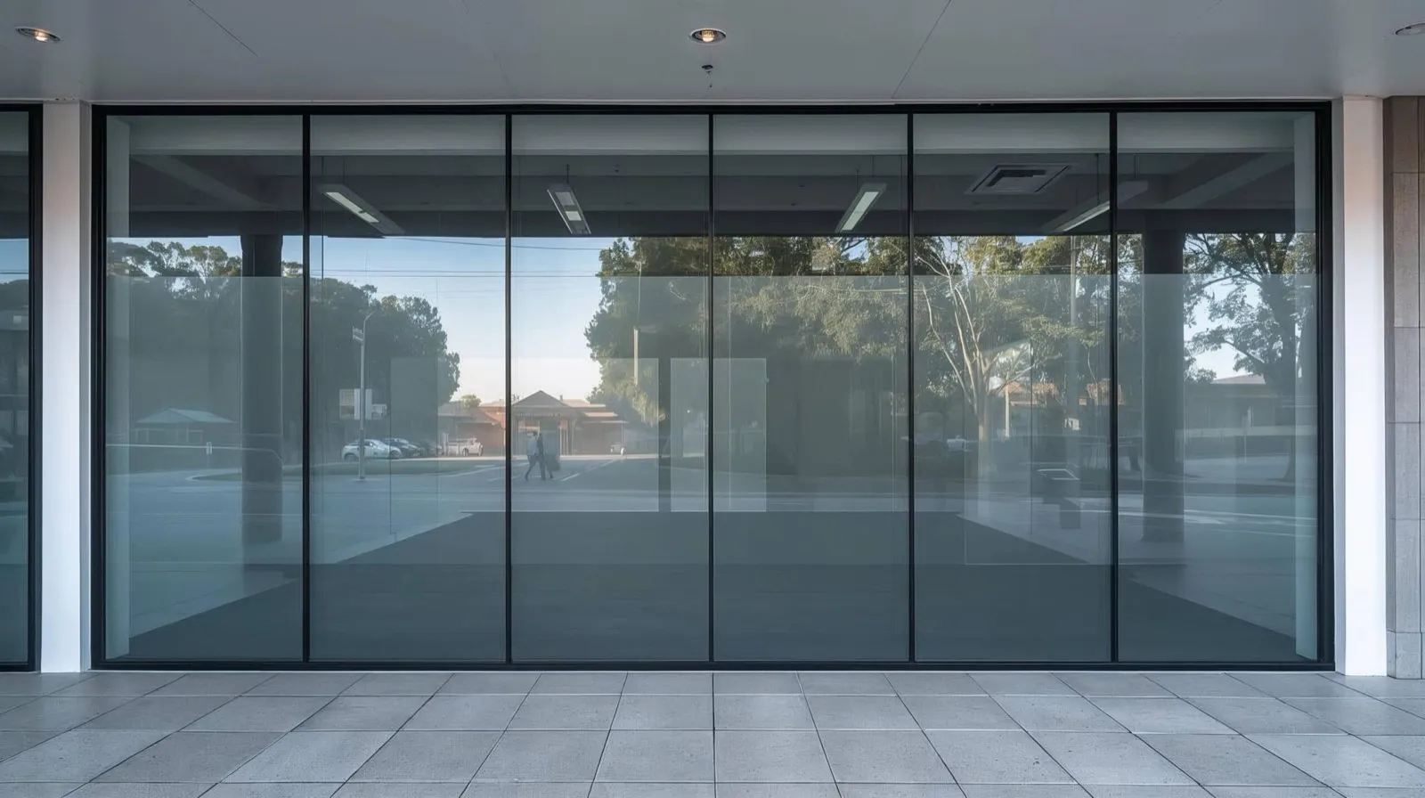 Professional window tinting on a Melbourne storefront by Blinds and Tint Co